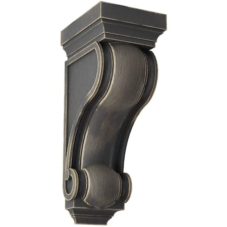 Ekena Millwork 6"W x 7 1/2"D x 16"H Devon Traditional Wood Vintage Decor Corbel, Black CORWD06X08X16DEBL